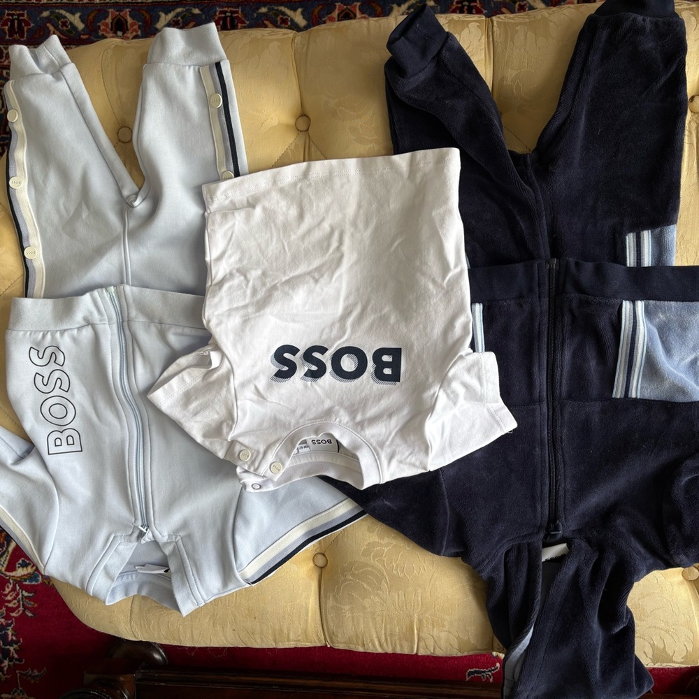 Boss Infant Apparel Set in Light Blue and Navy 6 month